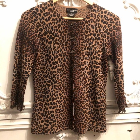 Cashmere Leopard Cardigan - Picture 1 of 3